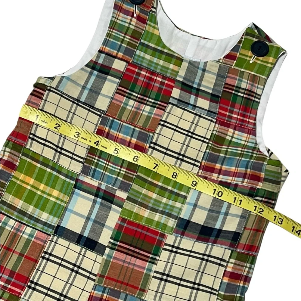 Kellys Kids Madras Jon Jon Size 3 Romper Patchwork Snap Legs Plaid Beach Unisex